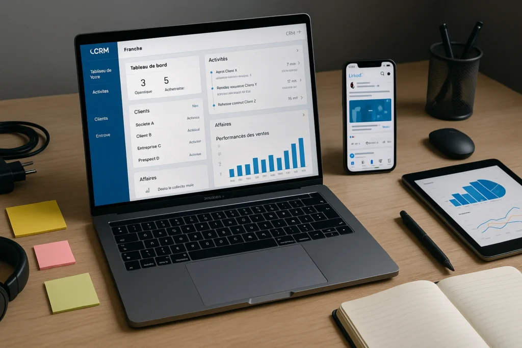 Espace de travail équipé des outils numériques essentiels pour un apporteur d'affaires digital moderne