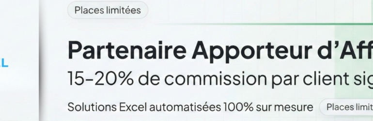 Apporteur d’affaires pour société d&rsquo;Automatisation Excel sur mesure (15–20% par client signé)
